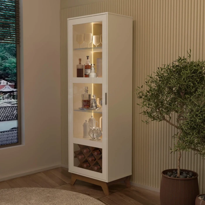 0,60m - Artely - Cristaleira COM LED Mirage Off - Cinamomo (CD 1201)