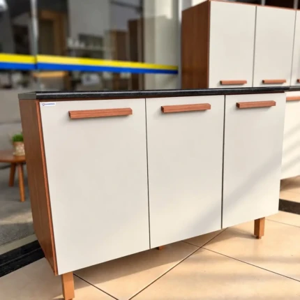 Balcao 1,20m 3 Portas 100% MDF Freijo com Tampo (1716-3242)