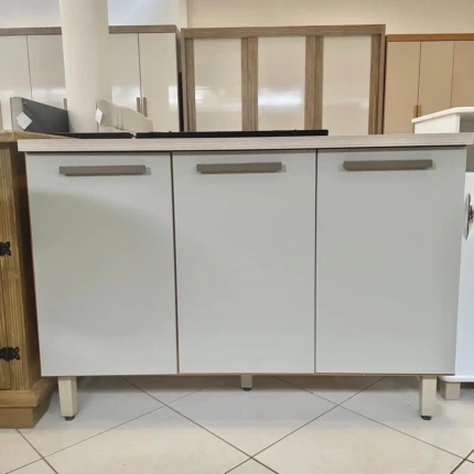 Balcao 1,20m 3 Portas 100% MDF Freijo com Tampo (1716-3242) - Imagem 3