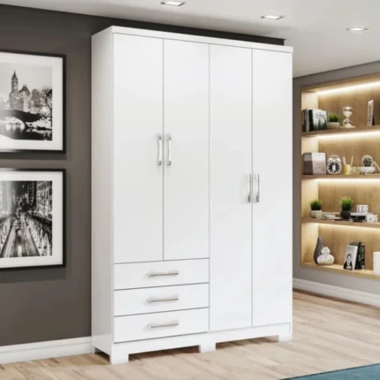 Roupeiro 1,21m 4 Portas Caju Branco (853)