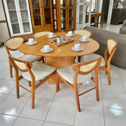 Mesa Organica Ondas (6917) com 6 Cadeiras Briza em Palha Natural (6439) - Imagem 3