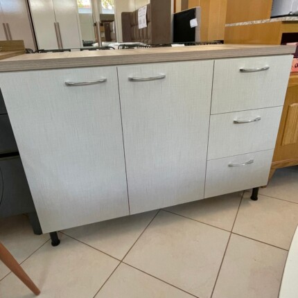 Balcao 1,20m 100% MDF-BP 2 portas 3 gavetas com Tampo (5610-1789) - Imagem 3
