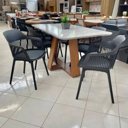 Mesa Celeste Quartzo 1,70m (5472) com 06 Cadeiras Montreal (1083)