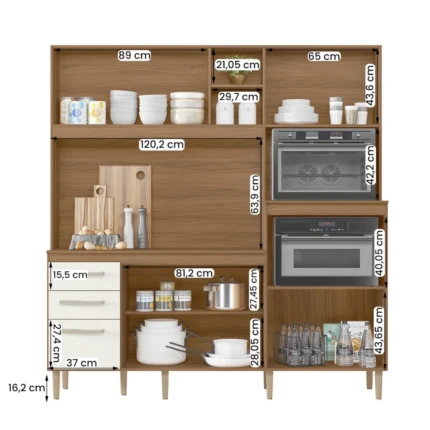 Cozinha 1,90m MDF Piata Ipe com Off White (4323) - Imagem 3