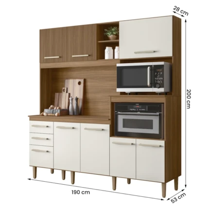 Cozinha 1,90m MDF Piata Ipe com Off White (4323) - Imagem 4
