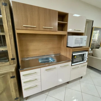 Cozinha 1,90m MDF Piata Ipe com Off White (4323) - Imagem 3