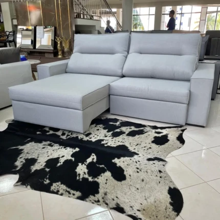 Sofa 2,44m Houston com Assento Mega Retrátil Cinza (2750)