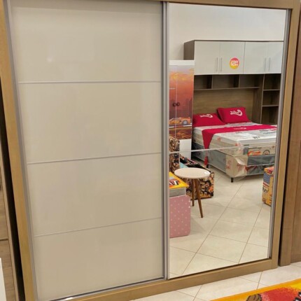 Roupeiro 2,06m 2 Portas Deslizantes Com Espelho Verona MDF (1556) - Imagem 4