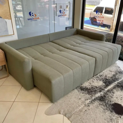 Sofa 2,50m vira Cama - Noronha- tecido Verde Pistache (8021) - Imagem 7