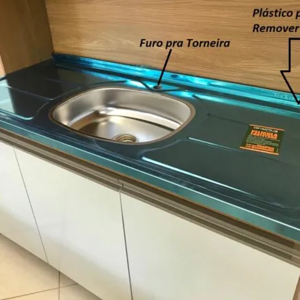 Pia 1,20m Inox base Concretada com Furo (745) - Imagem 1