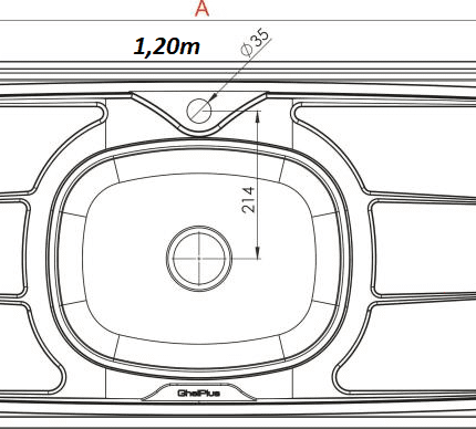 Pia 1,20m Inox base Concretada com Furo (745) - Imagem 3