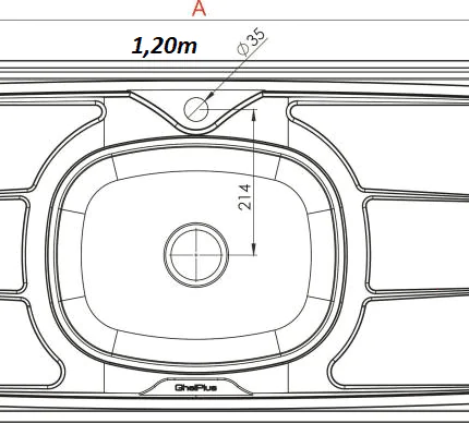 Pia 1,20m Inox base Concretada com Furo (745) - Imagem 3