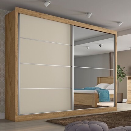 Roupeiro 2,06m 2 Portas Deslizantes Com Espelho Verona MDF (1556) - Imagem 6