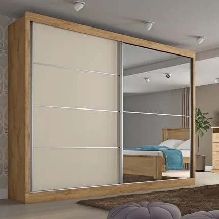 Roupeiro 2,06m 2 Portas Deslizantes Com Espelho Verona MDF (1556) - Imagem 6