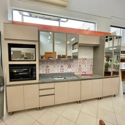 Cozinha 3,44m Modulada 100% MDF Connect com Vidro (5973)