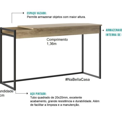 Mesa Escritório 1,36m Aço Design (2079) - Imagem 7
