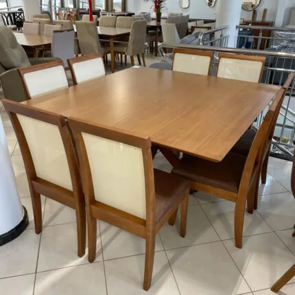 Mesa Madri 1,50m x 1,50m (4904) com 8 Cadeiras de Tela Alta (1088) ShowRoom - Imagem 4