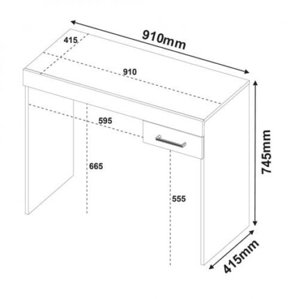 Mesa Escritório 91cm Compacta Branco (1838) - Imagem 3