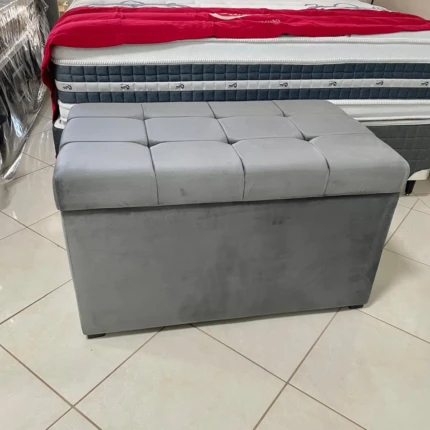 Puff Baú 90cm em Veludo Cinza (4527) - Imagem 3