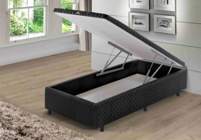 Baú Sden PRETO - Tamanho SOLTEIRO 88cm x 1,88m (CD 3102) ++ Colchão SOFT CONFORT (CD 6459) (2)