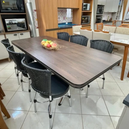 Mesa Extensível 1,60m a 2,00m (2012) com 06 Cadeiras Luxo (4801)