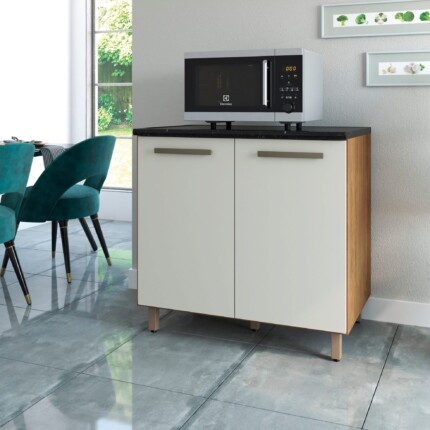 Balcao 80cm 2 Portas 100% MDF Freijo com Tampo (1369-281) - Imagem 3