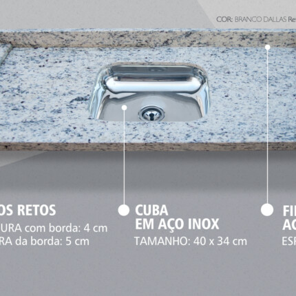 Pia 1,20m de Granito Branco Dallas (4082) - Image 2