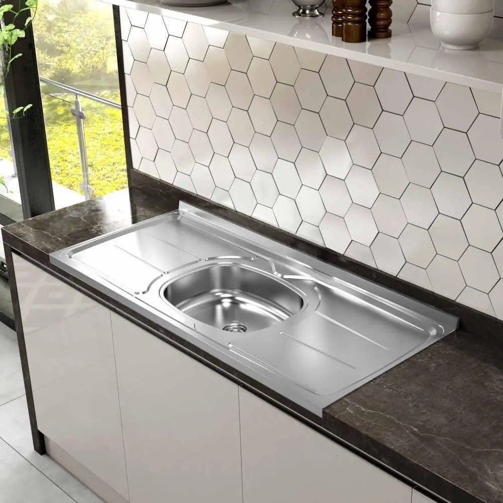 Pia 1,20m Inox base Concretada Ghel Plus (745) - Bella Casa de Realeza PR