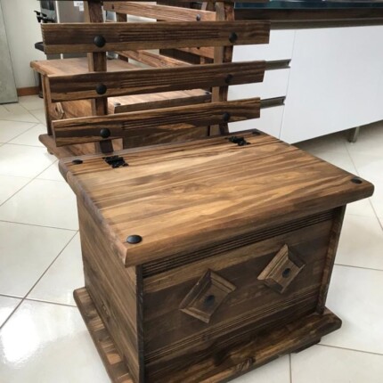 Caixa de Lenha Rústica em Madeira 60cm (4621)