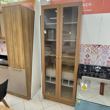 Cristaleira M628 80cm Nogueira com Fendi (CD 5304) - Imagem 1