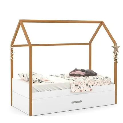 Cama Solteiro Casinha com Auxiliar (5481-3609) - Imagem 4