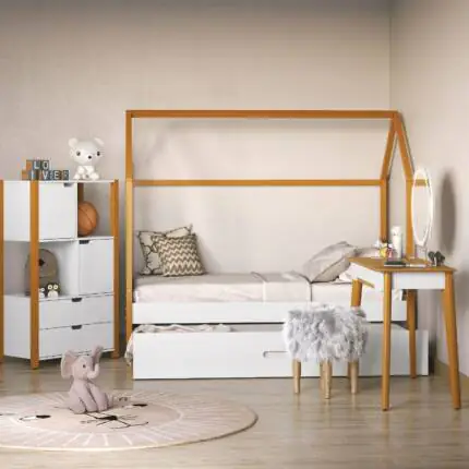 Cama Solteiro Casinha com Auxiliar (5481-3609) - Imagem 2