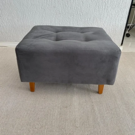 Puff Retangular Piva Veludo Cinza (6144)