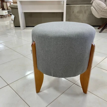 Puff Luxo Linho 4 Pes de Madeira (2904)