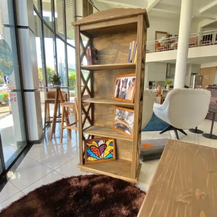 Armario Livreiro X Rústico em Madeira 75cm (2250) - Imagem 1