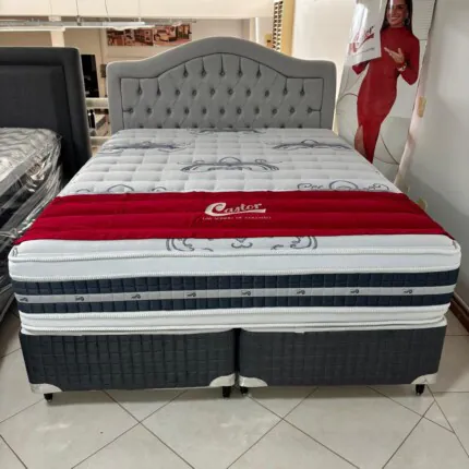 Cj. Box Queen 1,58m Castor Silver Air - Conforto Médio/Firme (1278) - Imagem 1