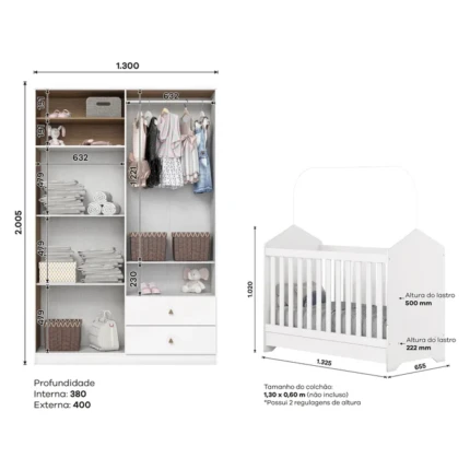 Quarto Infantil Vanilla 04 Portas - 03 Peças - Imagem 3
