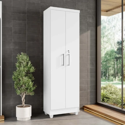 Armário 55cm Multiuso 2 Portas Branco com Chave (3726)
