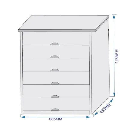 Comoda 80cm 6 Gavetas Sevilha MDF (6287) - Imagem 2