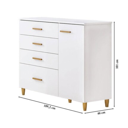 Comoda 110cm 4 Gavetas 1 Porta Millie MDF (2498) - Image 3