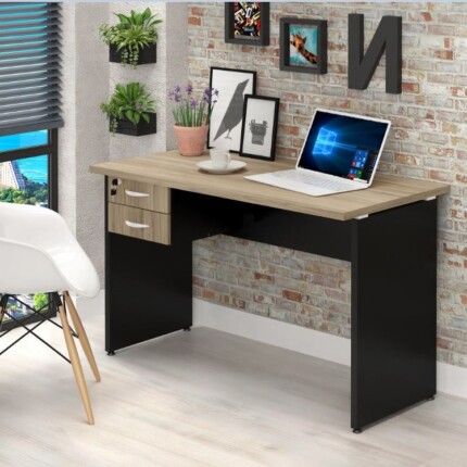 Mesa de Escritório 1,20m Yaris 1260 com 2 Gavetas (864-2559) - Image 1