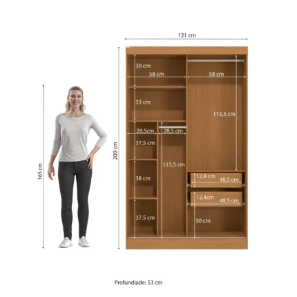 Roupeiro 1,21m 2 Portas deslizantes R588 Off White (1260) - Imagem 2
