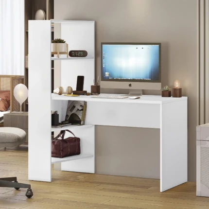 Mesa Escritório 1,24m NT2105 Branco com Prateleiras (1312) - Imagem 3