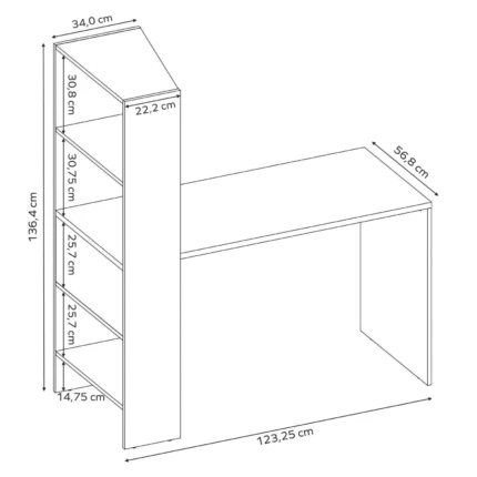 Mesa Escritório 1,24m NT2105 Branco com Prateleiras (1312) - Imagem 4