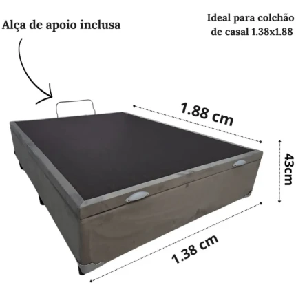 Base de Box com Baú Alto - Casal 1,38m - Cinza (3367) - Imagem 3