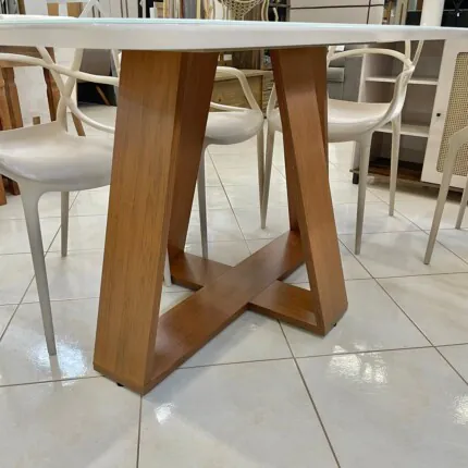 Mesa 1,60m Celeste com Vidro Off White (555) com 6 Cadeiras Aviv Nude (3909) - Imagem 3