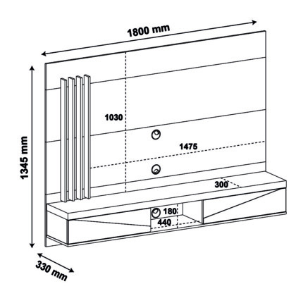 Painel 1,80m Monaco Preto com Vidro Bronze (3007) - Imagem 4