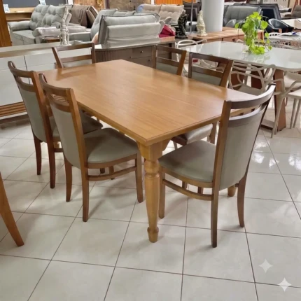 Mesa 1,80m Atlanta Torneada (3643) com 6 Cadeiras Vitoria Impermeavel (3421)