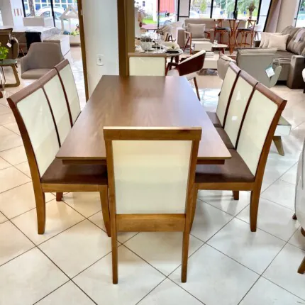 Mesa Lotus 2,00m (4019) com 8 Cadeiras de Tela Alta (1088) - Imagem 2