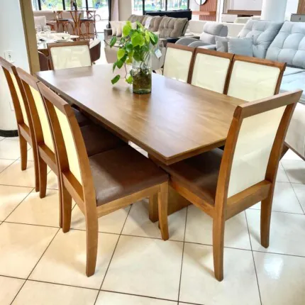 Mesa Lotus 2,00m (4019) com 8 Cadeiras de Tela Alta (1088) - Imagem 1